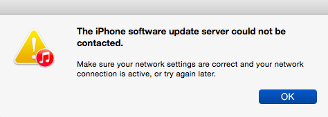 The iphone software update server could not be contacted mac